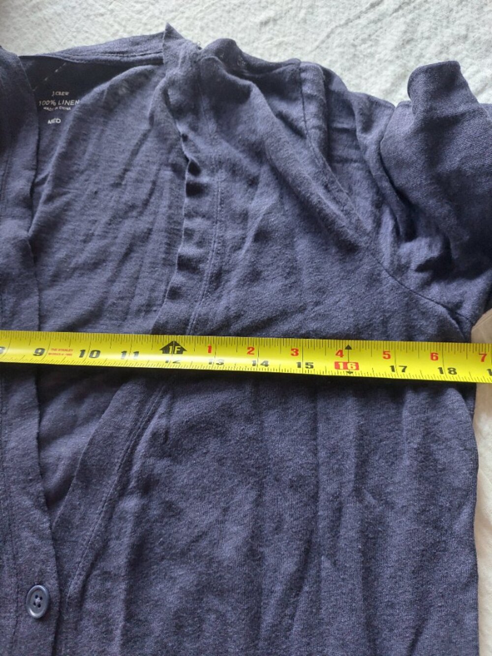 J.Crew Wome's M 100% Linen V-Neck Long Cardigan lightweight navy blue - Picture 5 of 5